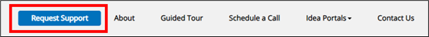 CCSQ Support Central Navigation Bar highlighting Request Support