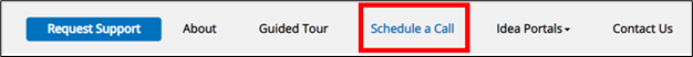 CCSQ Support Central Navigation Bar highlighting Schedule a Call.